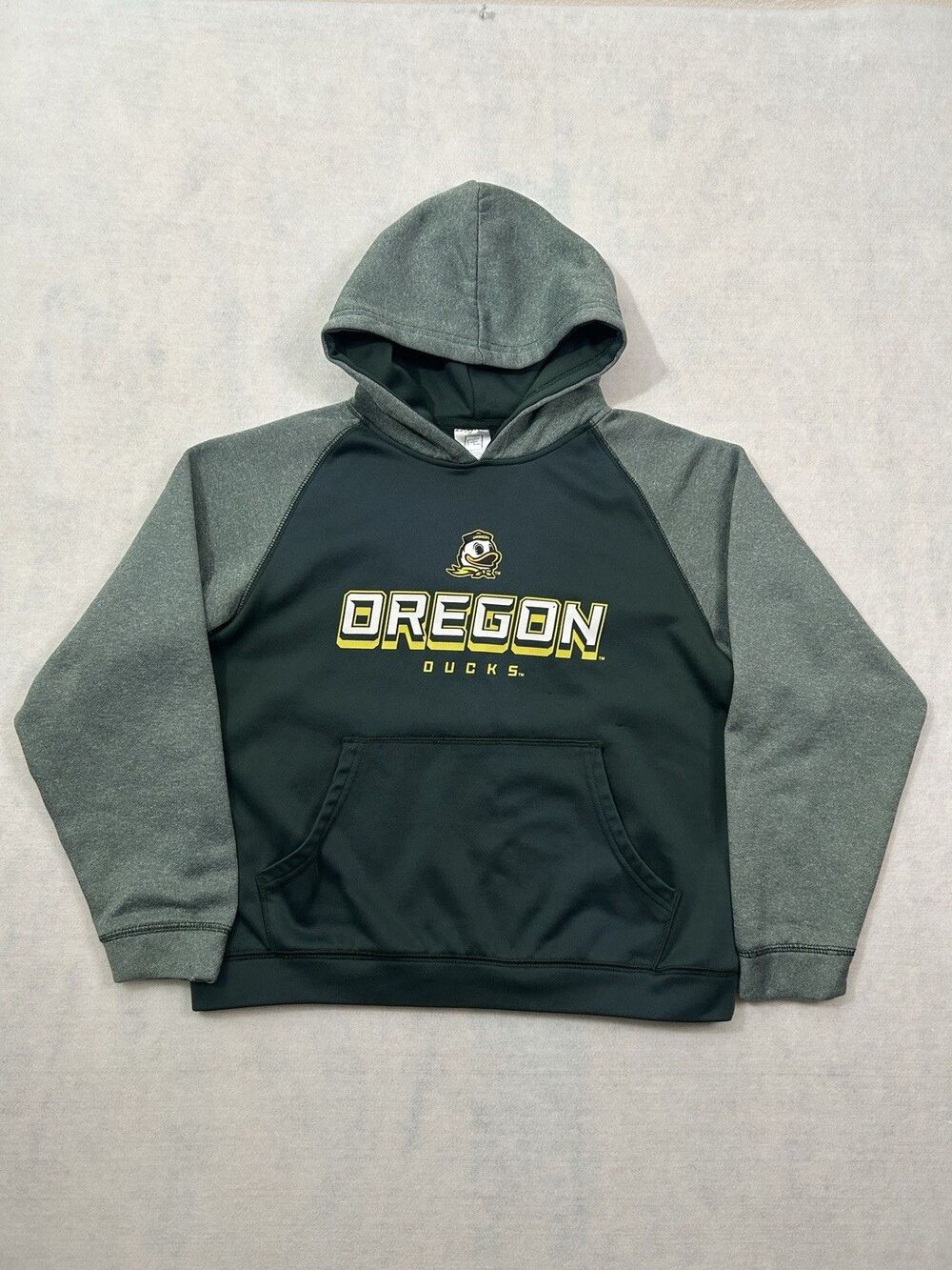 Oregon Ducks Youth Large Pro Edge Hoodie 12/14 Green Pullover Sweatshirt Kids